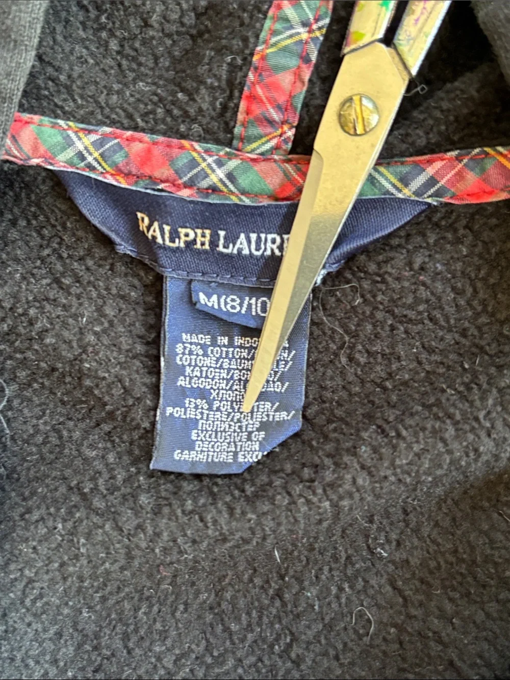 Ralph Lauren Kids Black Full Zip Hoodie Gold Big Pony Size M (8/10)